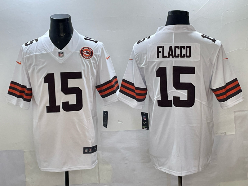Men 2025 Cleveland Browns #15 Flacco white Nike Limited NFL Jersey 002->cleveland browns->NFL Jersey